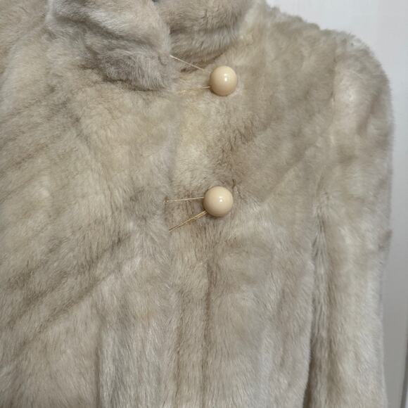 Intrigue Vintage Faux Fur Coat Ivory/Champagne Size 13-14 - Picture 5 of 12